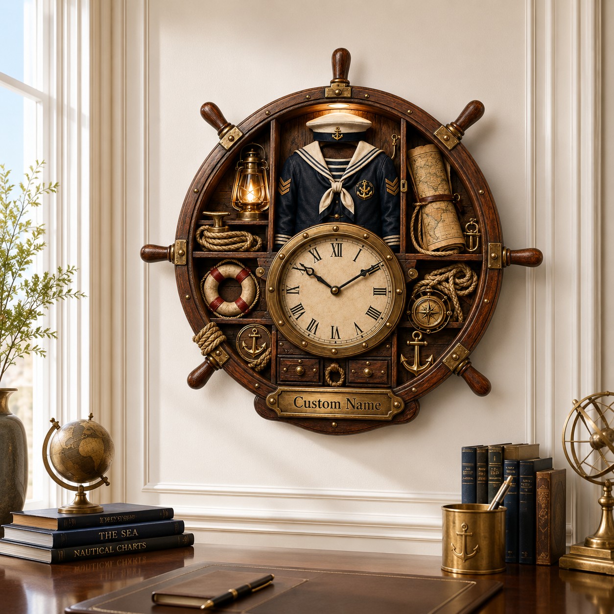 Personalized Sailor Wall Clock — personalized with a custom name
