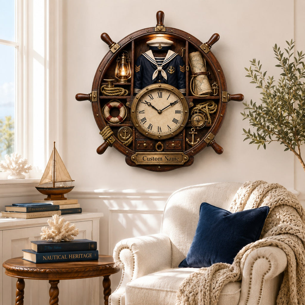 Personalized Sailor Wall Clock — personalized with a custom name