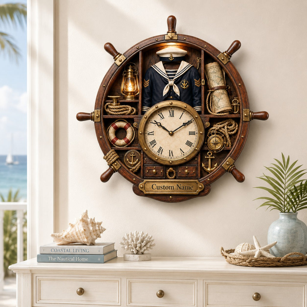 Personalized Sailor Wall Clock — personalized with a custom name