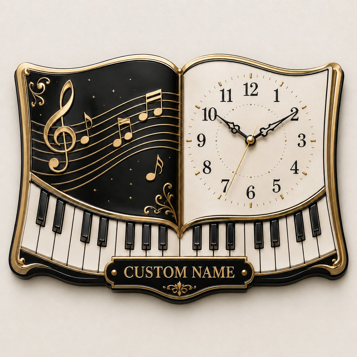 Personalized Piano Educators Wall Clock with a custom name set into the design