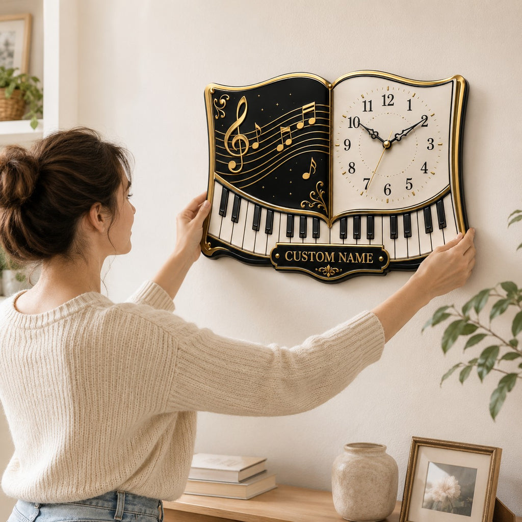 Piano Educators Custom Name Wall Clock — personalized with a custom name