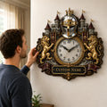 Medieval Custom Name Wall Clock — personalized with a custom name