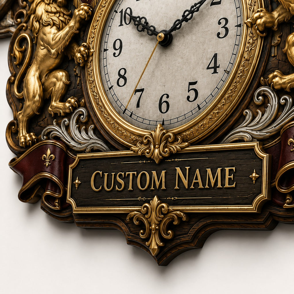 Medieval Custom Name Wall Clock — personalized with a custom name