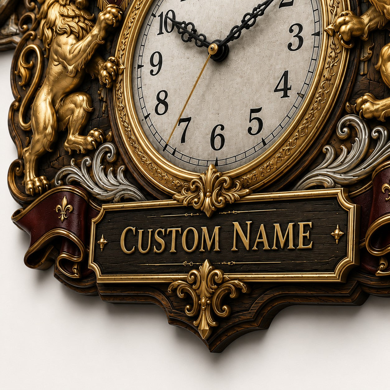 Medieval Custom Name Wall Clock — personalized with a custom name