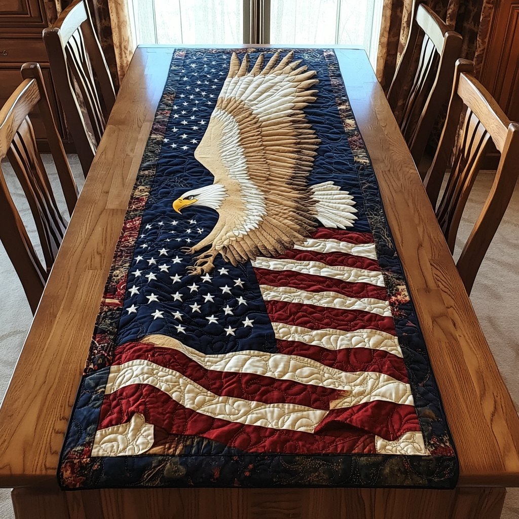 Eagle Over the American Flag Table Runner