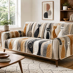 Earthy Feline Waves Sofa Cover