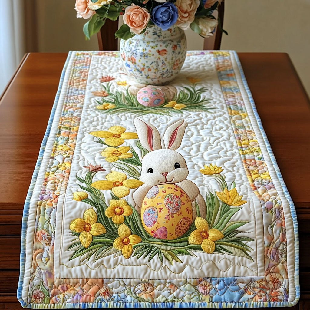 White Bunny with a Yellow Egg Table Runner
