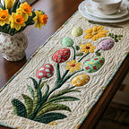 Eggs and Tulips on Cream Table Runner