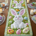 Big White Bunny with Spotted Eggs Table Runner