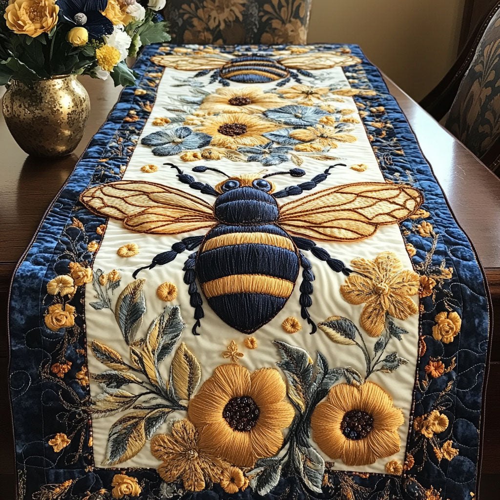 Elegant Bee Blossom Table Runner