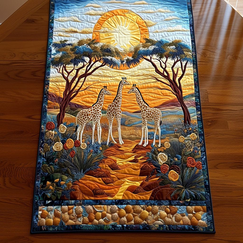 Elegant Giraffe Landscape Table Runner