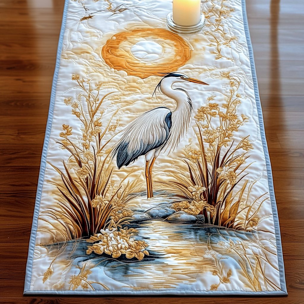 Elegant Heron Table Runner