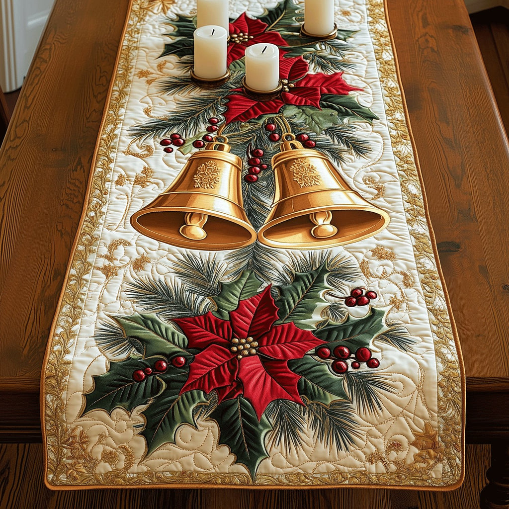 Elegant Holiday Bells Table Runner