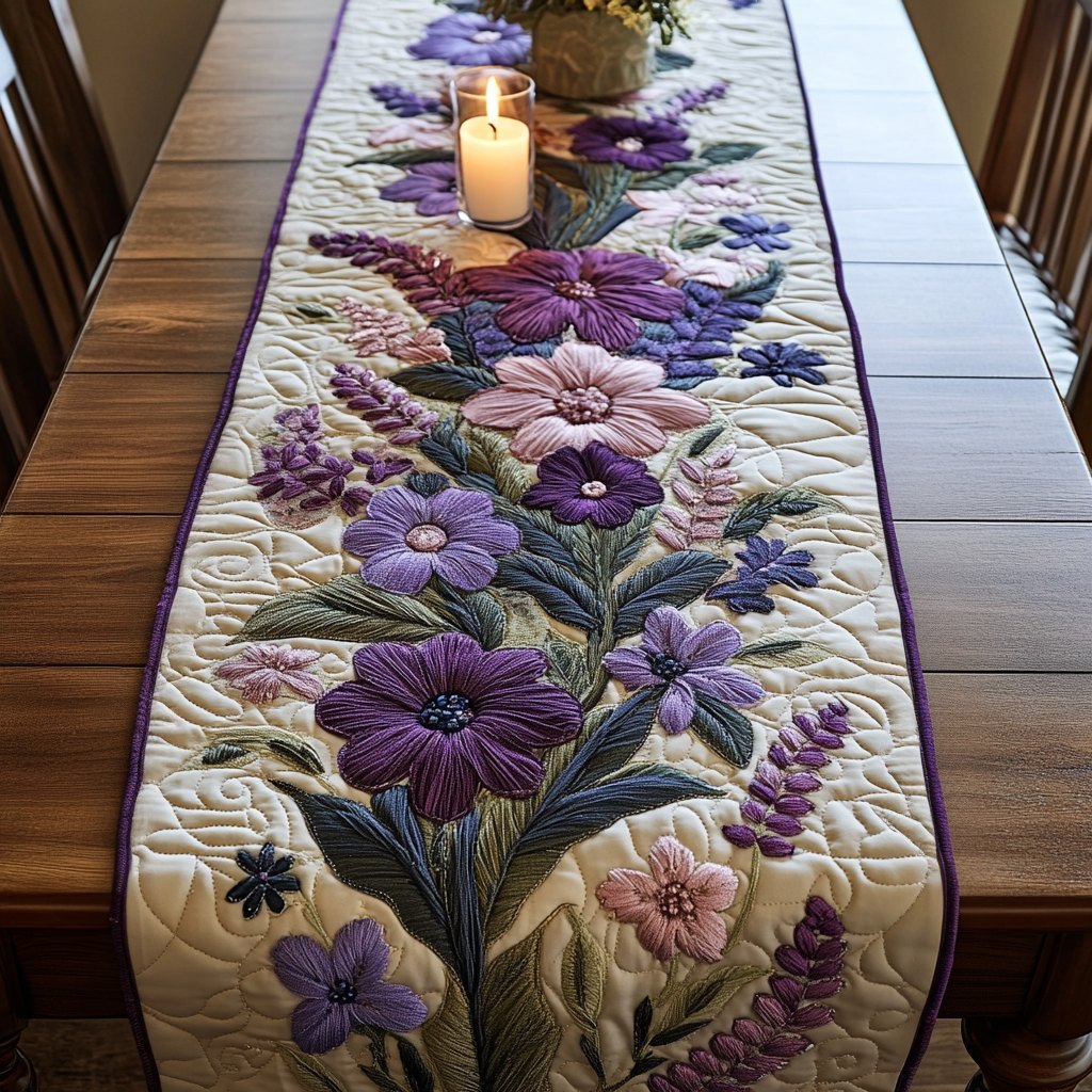 Elegant Lavender Table Runner