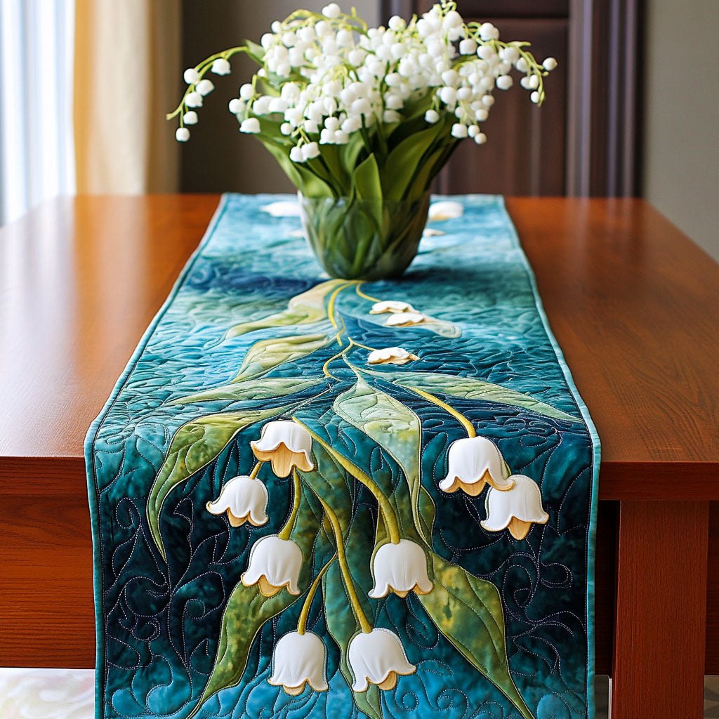 Lily of the Valley by Blue Water Table Runner
