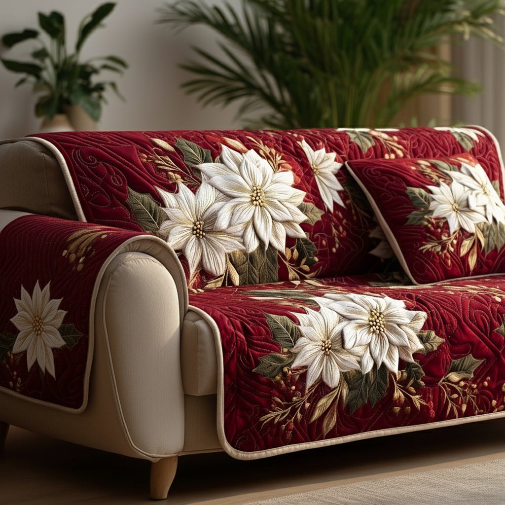 Elegant Poinsettia Sofa Cover