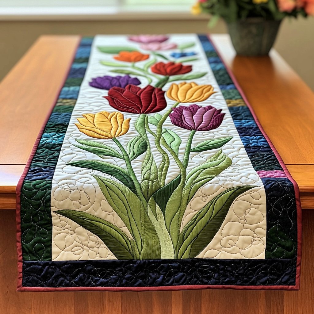 Elegant Tulips Table Runner