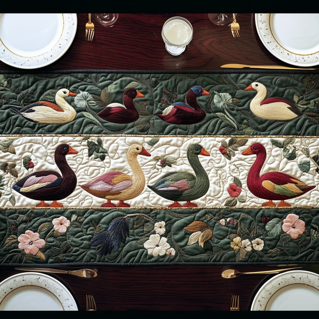 Elegant Duck Table Runner