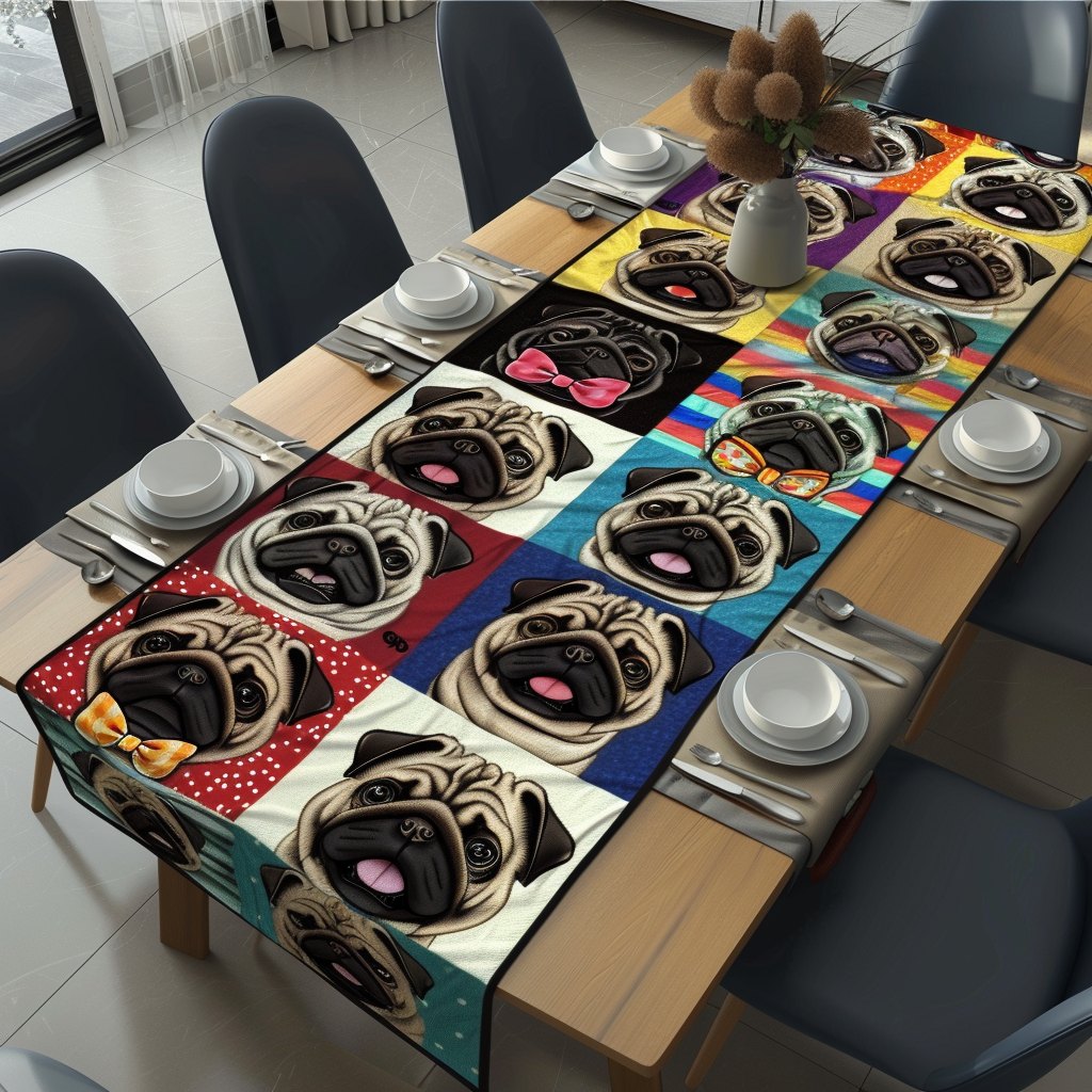 Elegant Pugs Table Runner