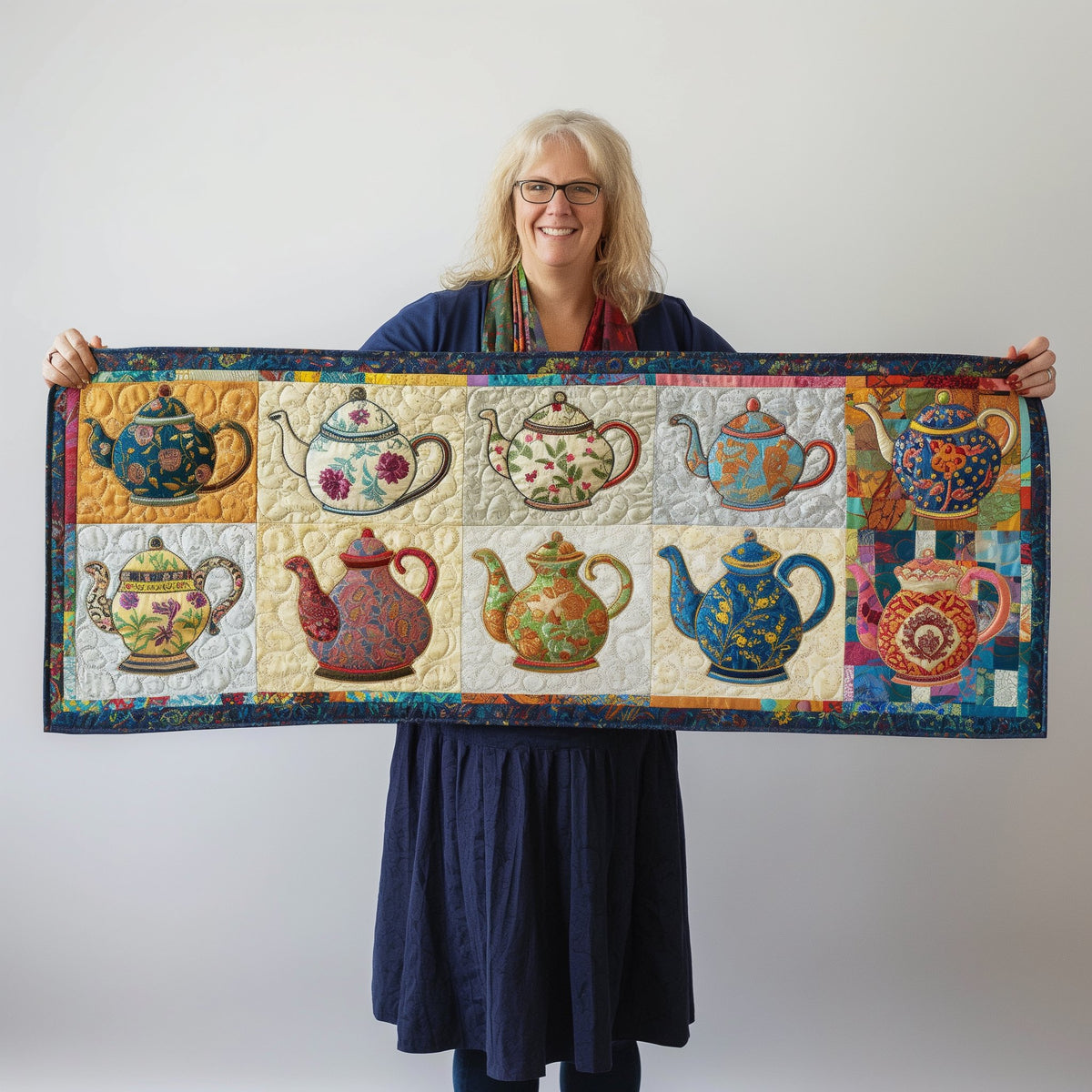 Elegant Teapots Table Runner