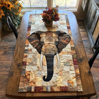 Elephant Portrait on Patchwork Table Runner