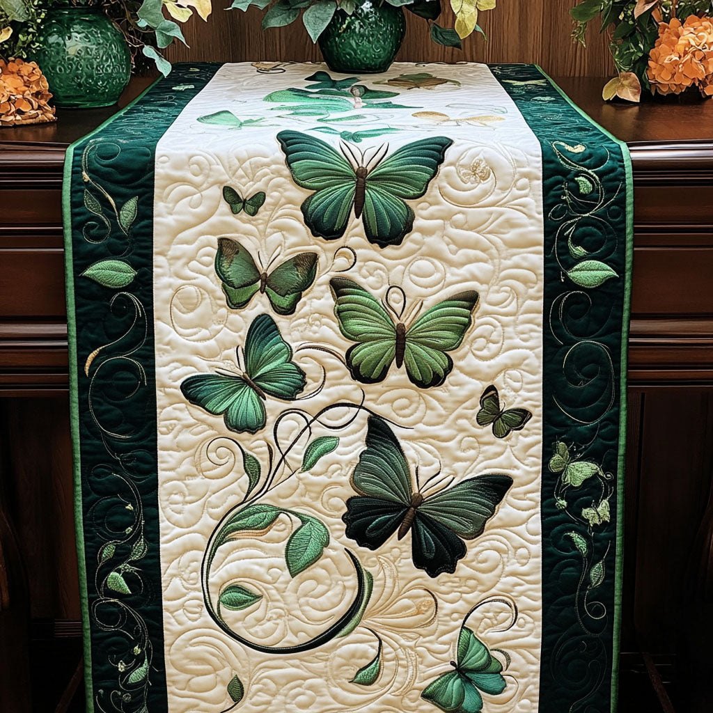Emerald Butterfly Vines Table Runner