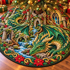 Emerald Christmas Dragon Christmas Tree Skirt