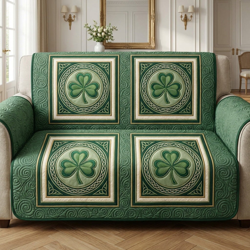 Emerald Clover Charm Sofa Cover