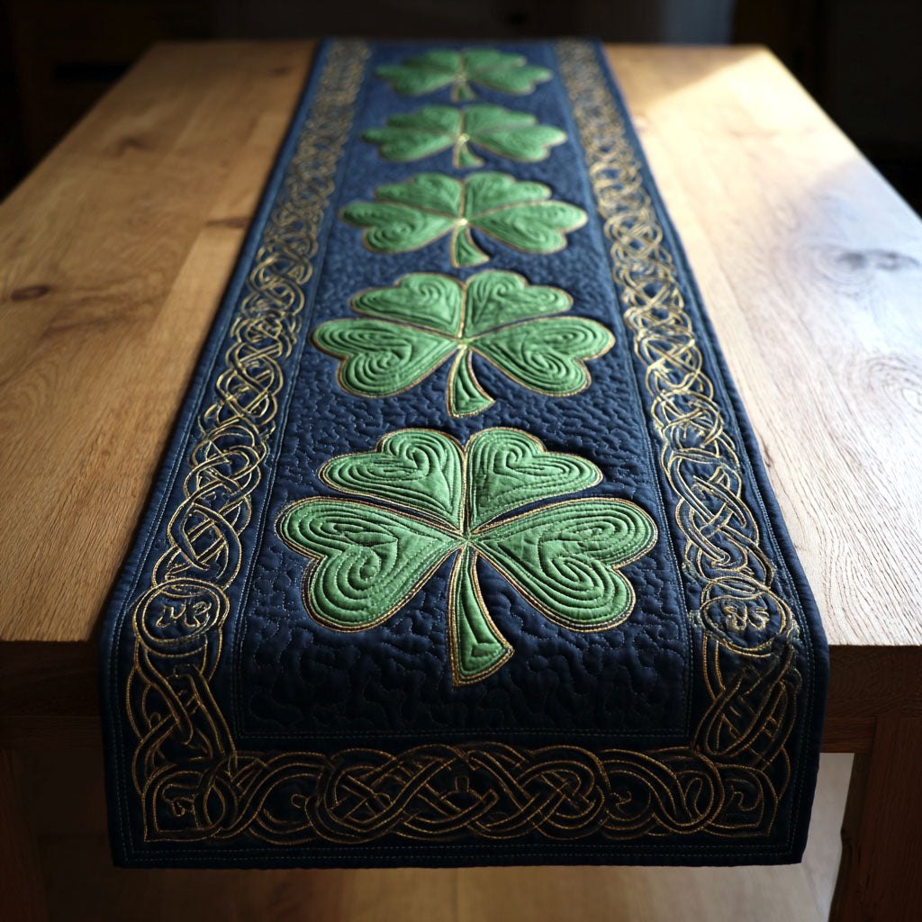 Shamrocks on Navy with Celtic Border Table Runner
