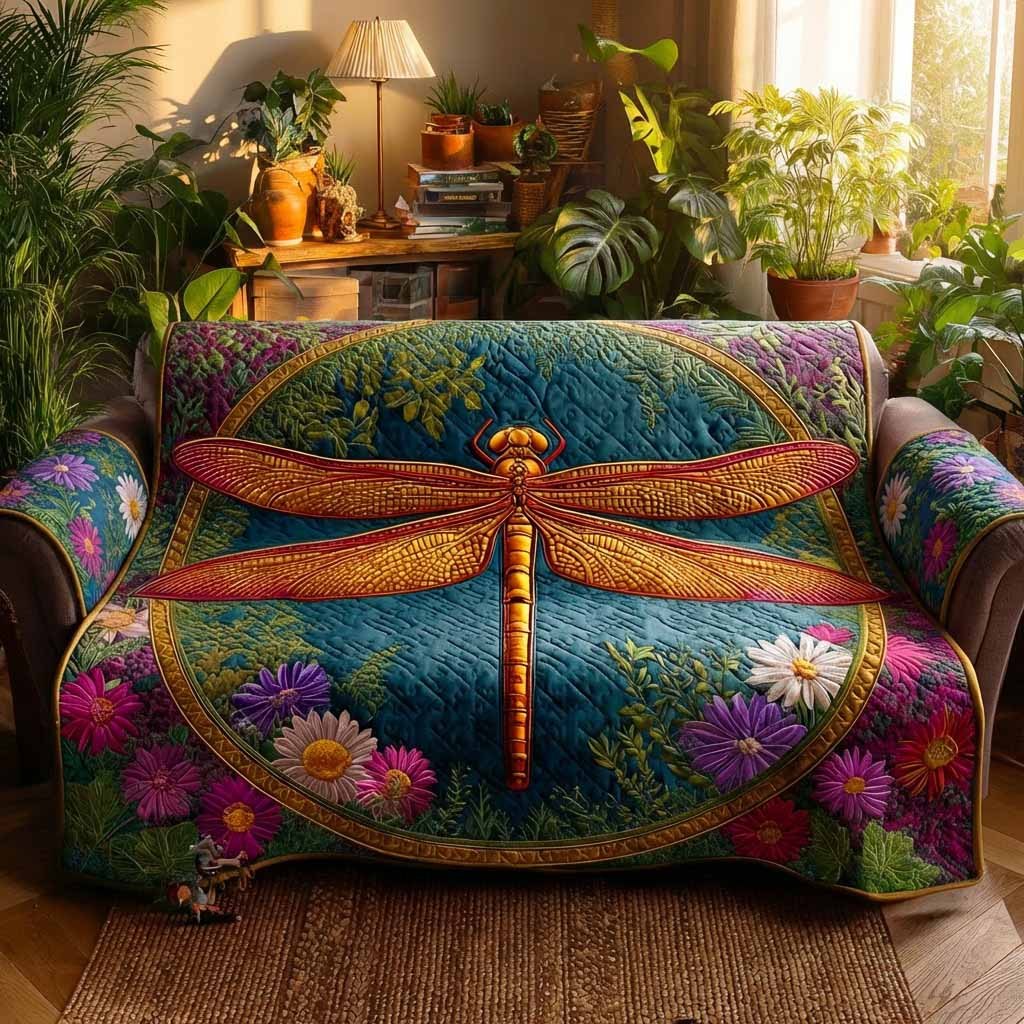 Emerald Dragonfly Sofa Cover