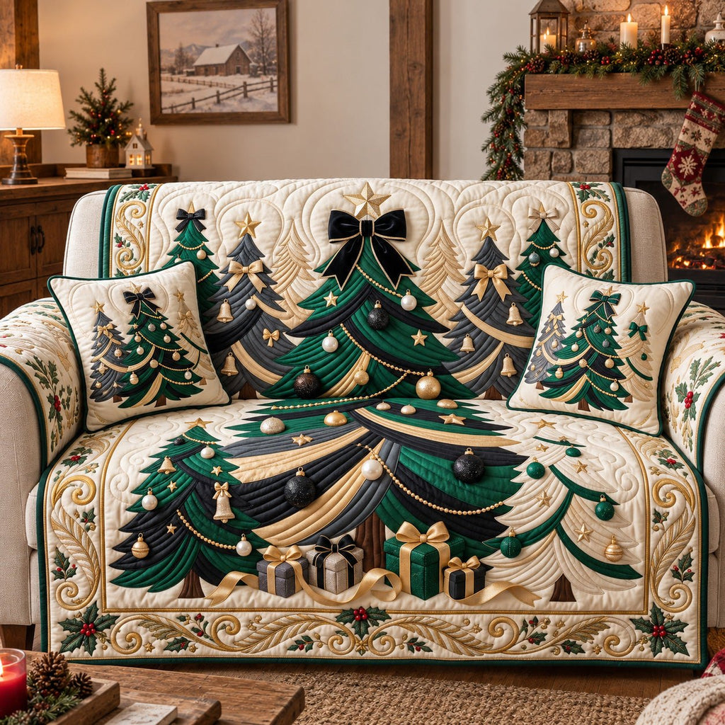 Emerald Festive Trees Sofa Cover