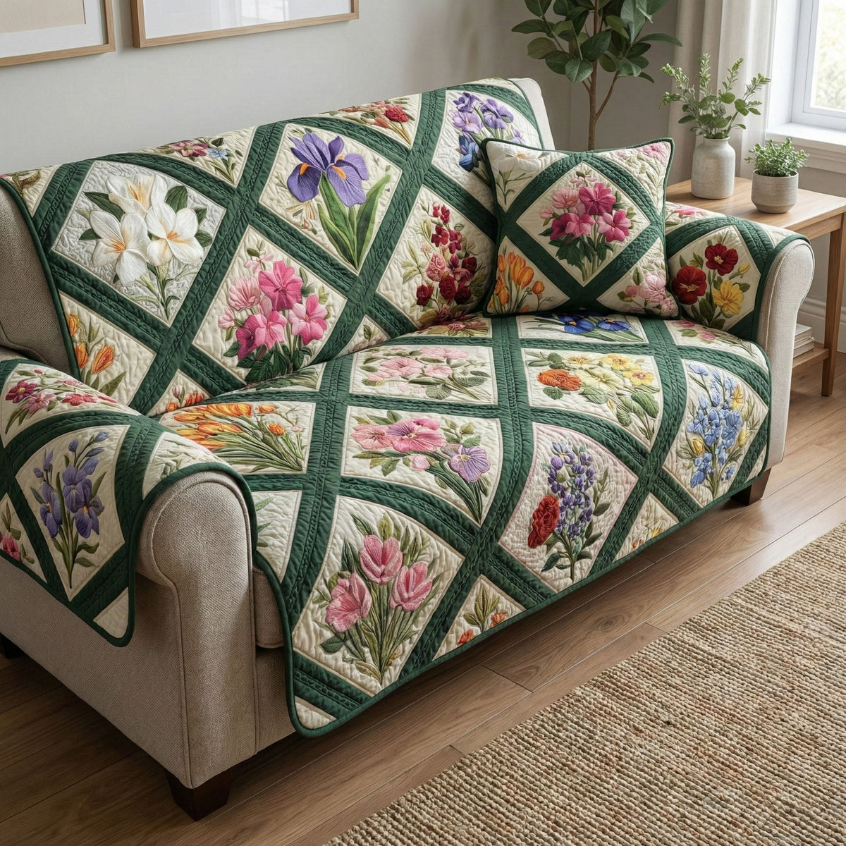 Emerald Garden Sofa Cover