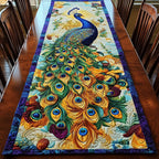 Peacock with Colorful Feathers Table Runner