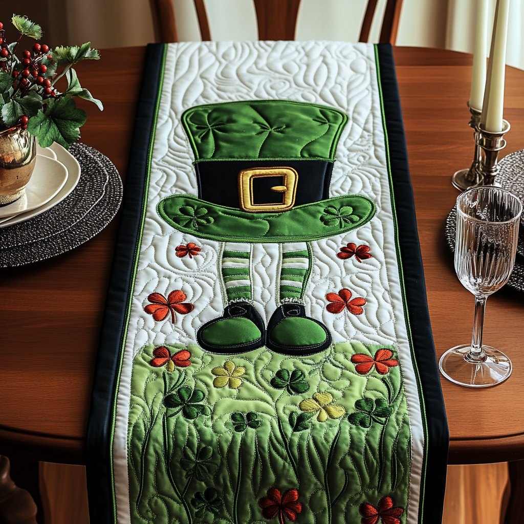 Leprechaun Hat and Buckled Shoes Table Runner