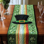 Green Top Hat with Rainbow Stripe Table Runner