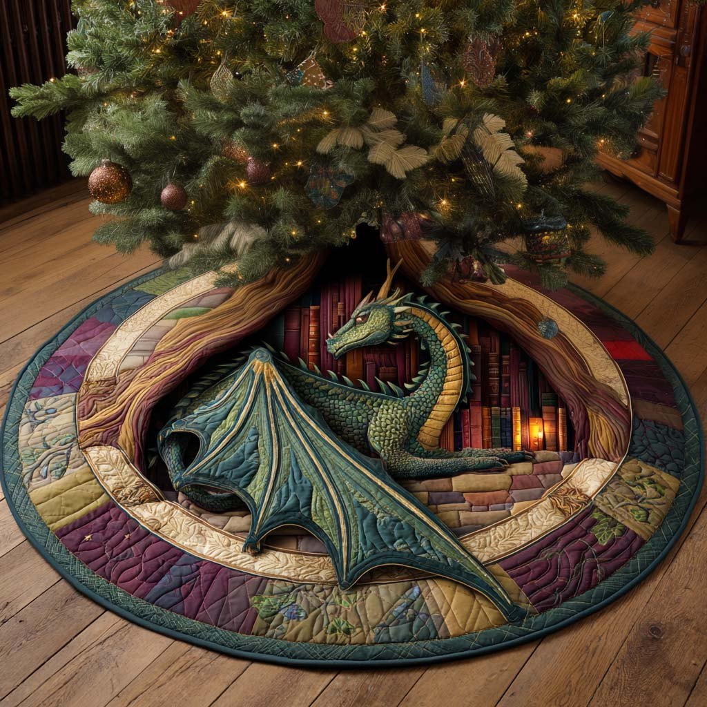 Emerald Library Guardian Christmas Tree Skirt