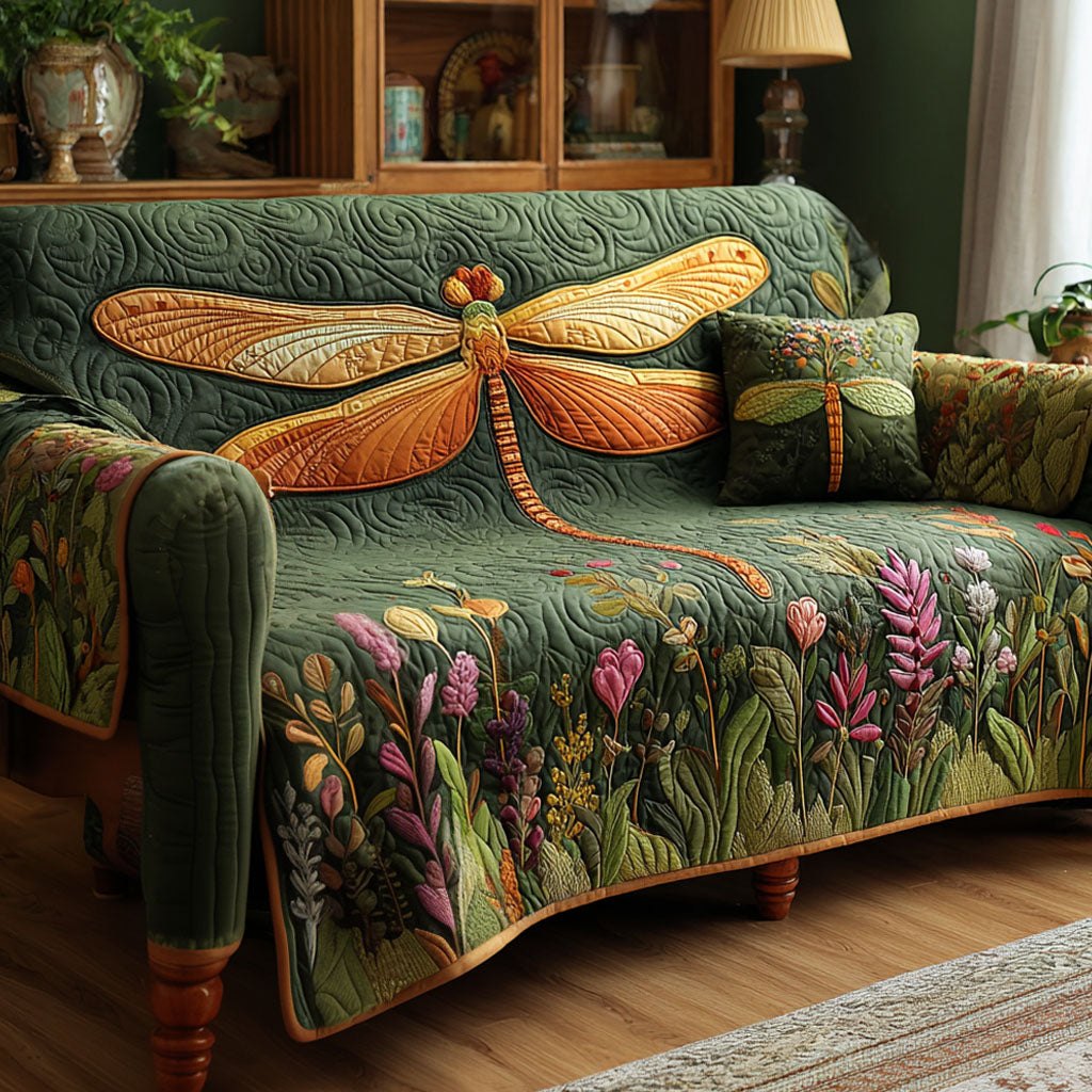 Dragonflies Over the Sage Meadow Sofa Cover