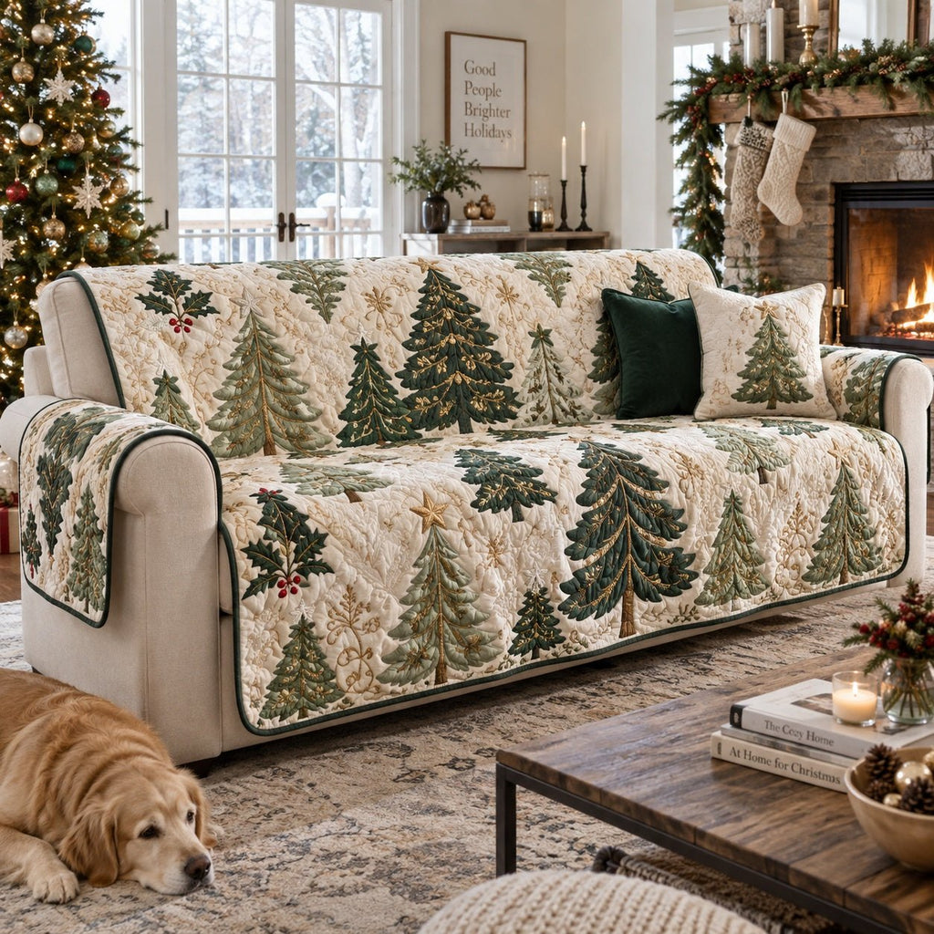 Emerald Yule Pines Sofa Cover