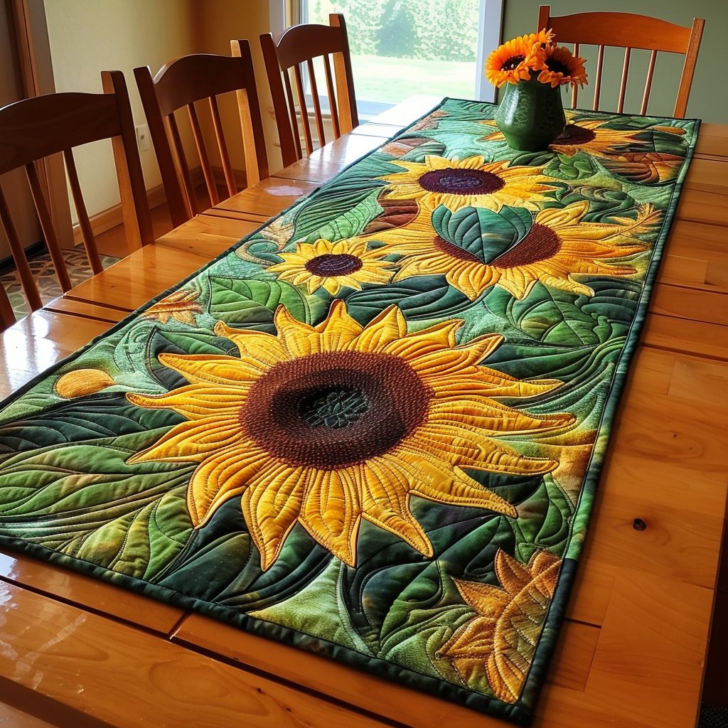 Emerald Sunflower Fields Table Runner