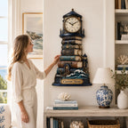 Lighthouse Book Lover Custom Name Wall Clock — personalized with a custom name