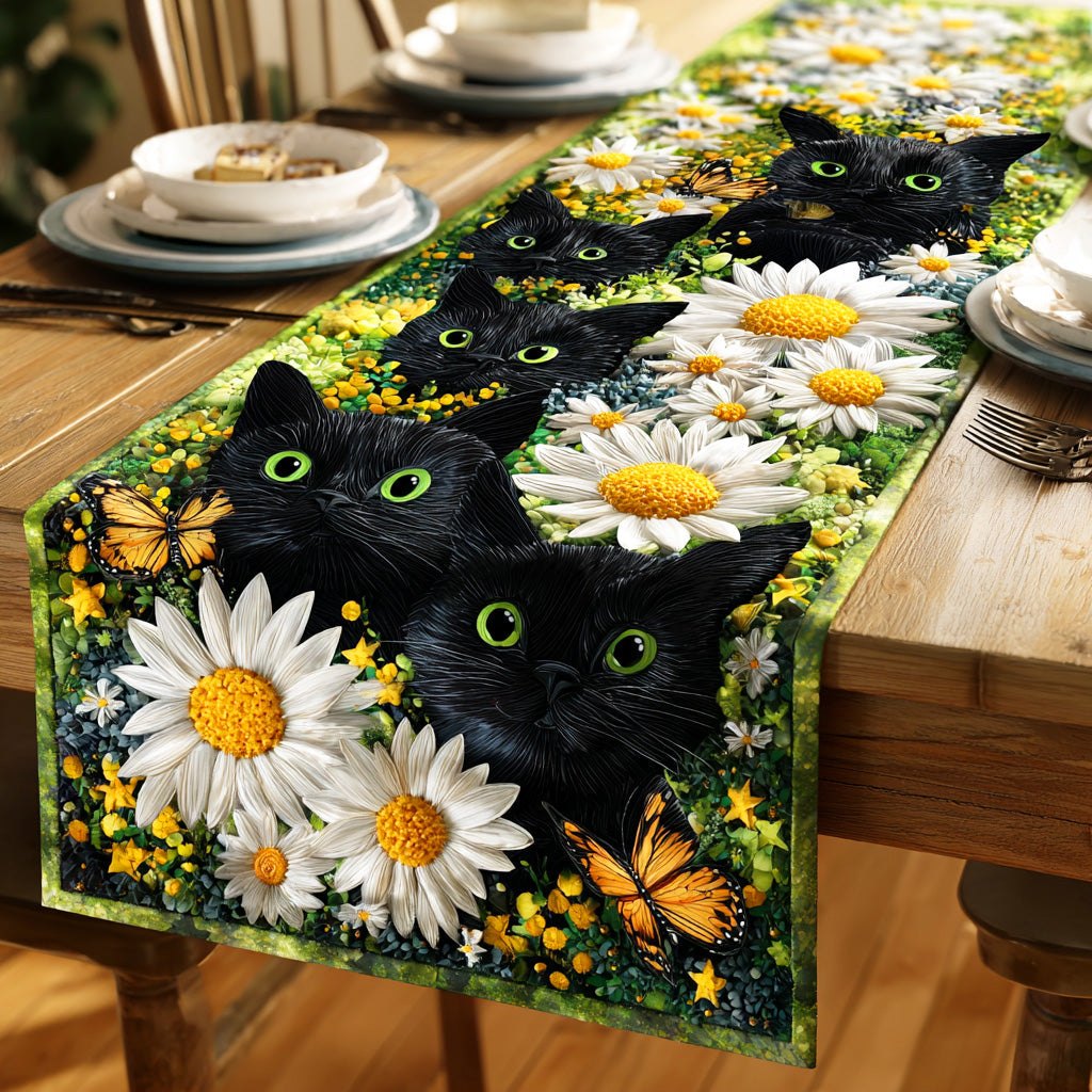 Enchanted Black Purr Table Runner