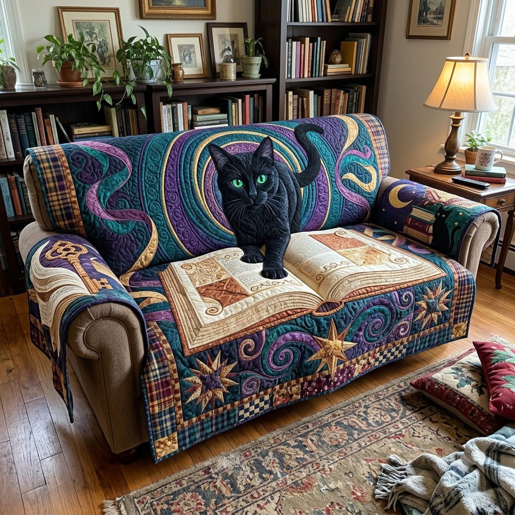 Enchanted Cat Book Portal Sofa Cover