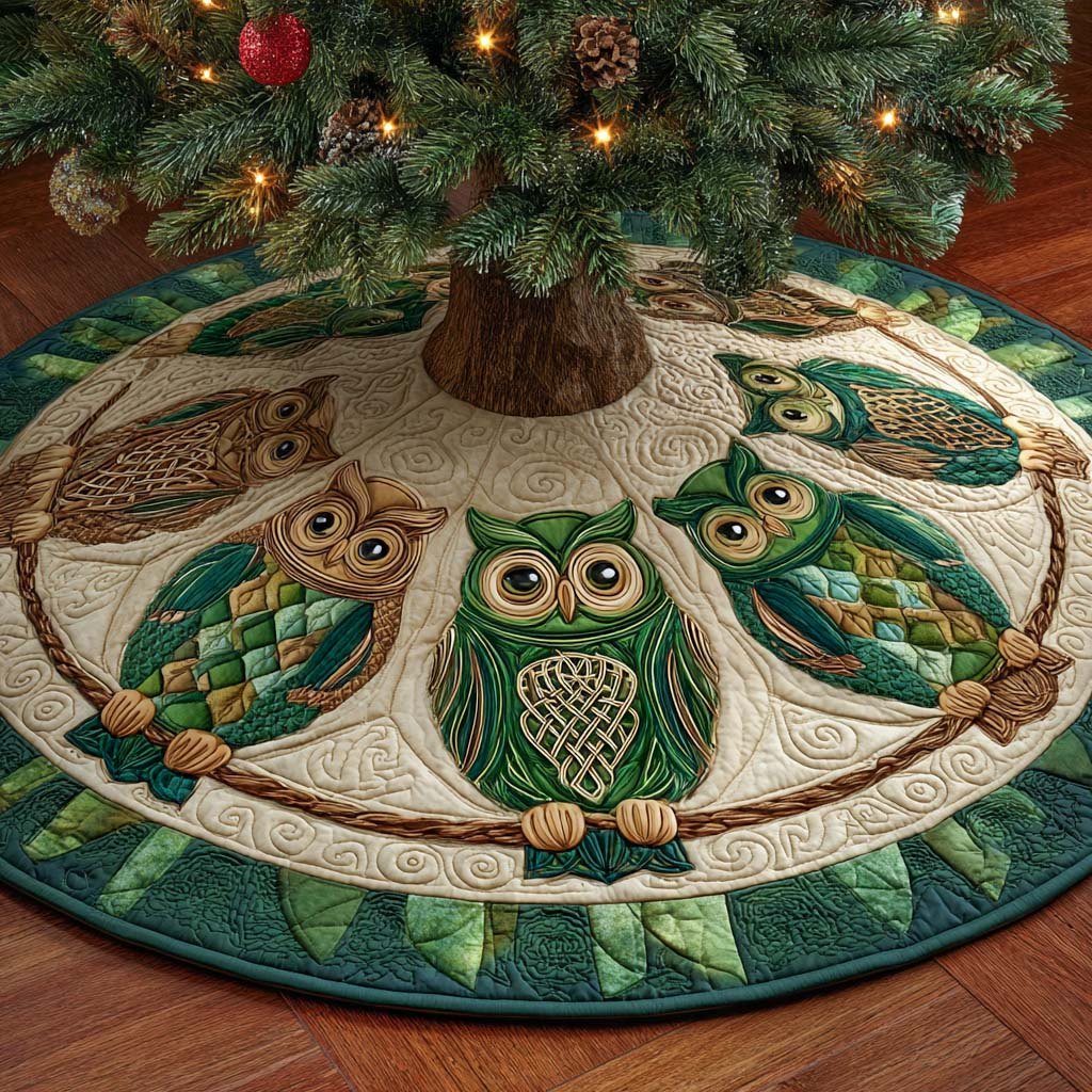 Enchanted Forest Owls Christmas Tree Skirt