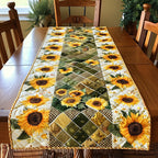 Enchanting Sunflowers Sunflowers on Green Plaid Table Runner