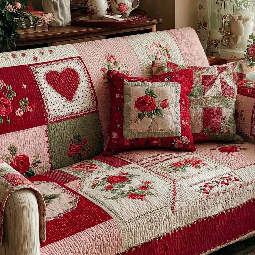 English Rose Romance Sofa Cover