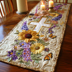Cross with Sunflowers and Butterflies Table Runner