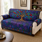 Stained Glass Tree in Jewel Tones Sofa Cover