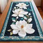 White Magnolia on Teal Table Runner