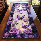 Purple Butterflies with Purple Roses Table Runner