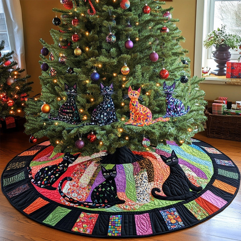 Evening Cats Christmas Tree Skirt
